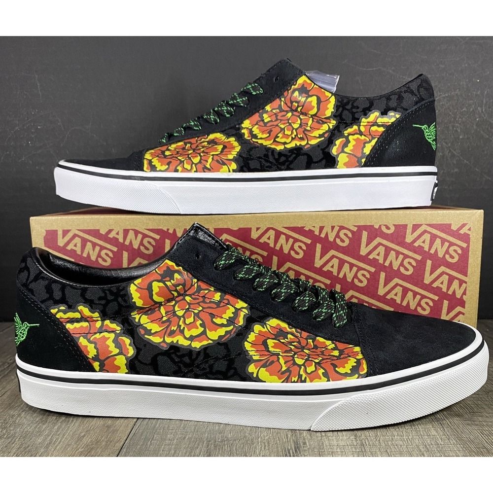 Vans Old Skool Dia De Los Muertos Day of the Dead Black Marigold Skull Men 11.5
